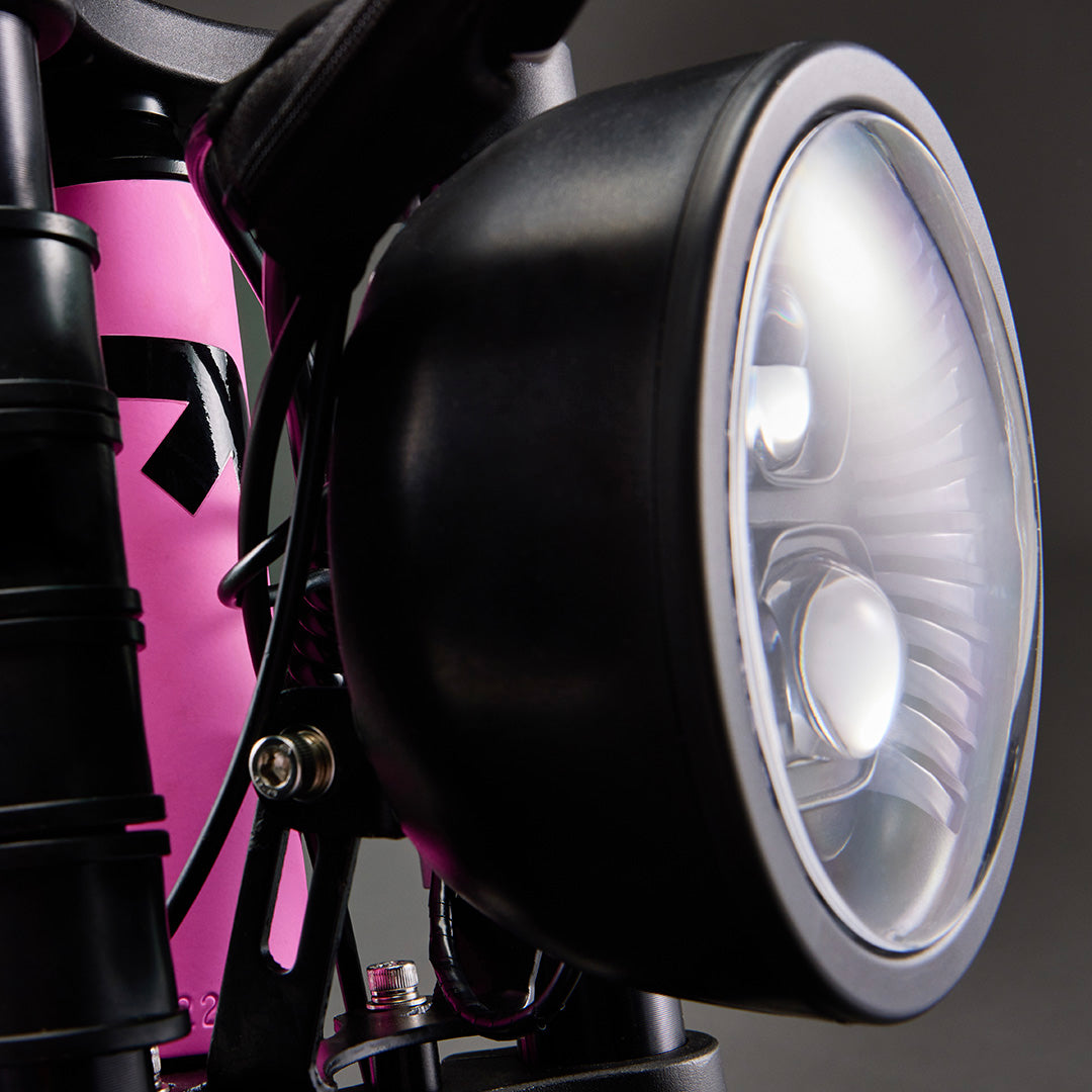e-bike with headlights - FR303 Pink from Flight Risk Australia