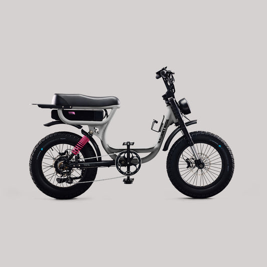 Step Through e-bike in stylish silver - FR333 from Flight Risk Australia