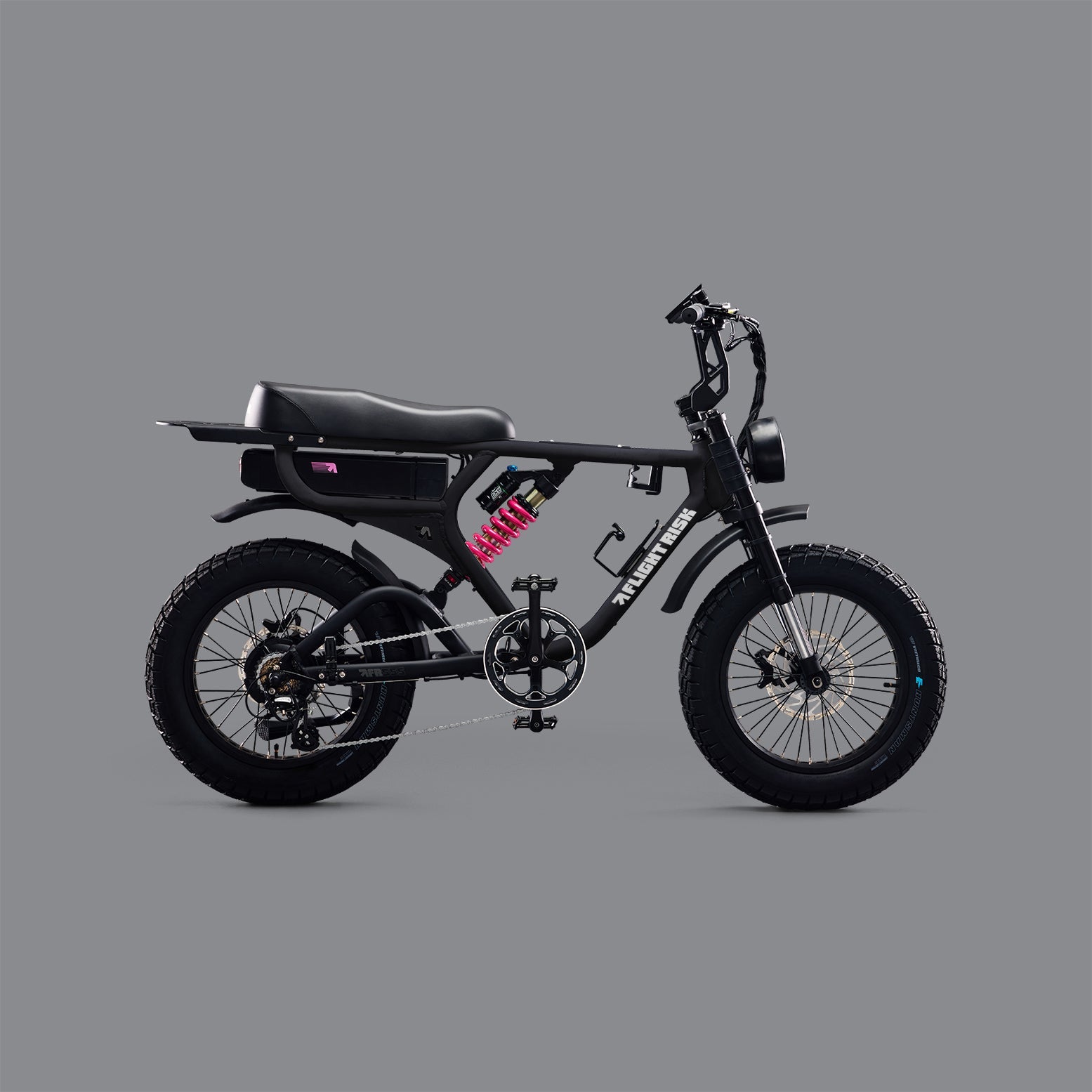 High performance e-bike in black. FR555 from Flight Risk Australia