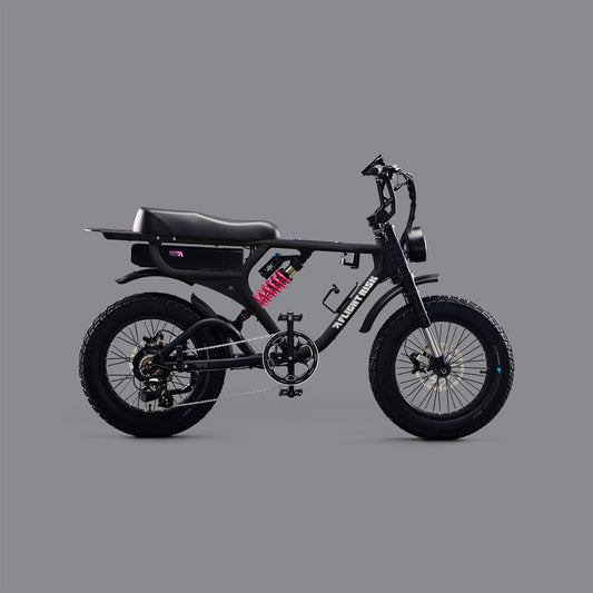 High performance e-bike in black. FR555 from Flight Risk Australia