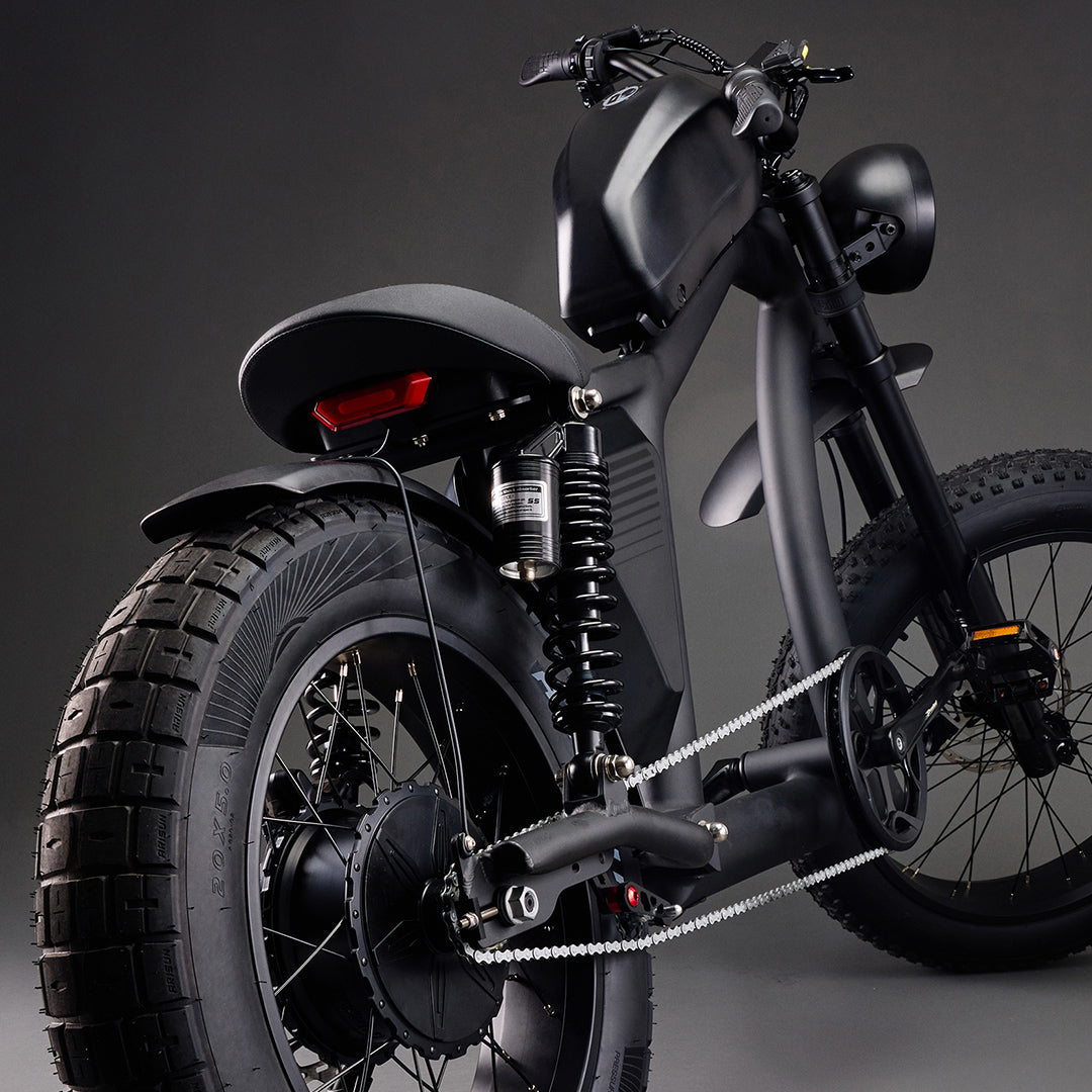 FR666 black tough fat tyre e-bike from Flight Risk