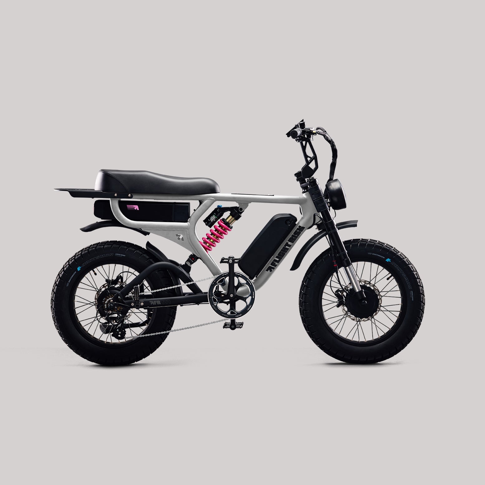 FR777 dual motor ebike in silver from Flight Risk Australian electric bikes