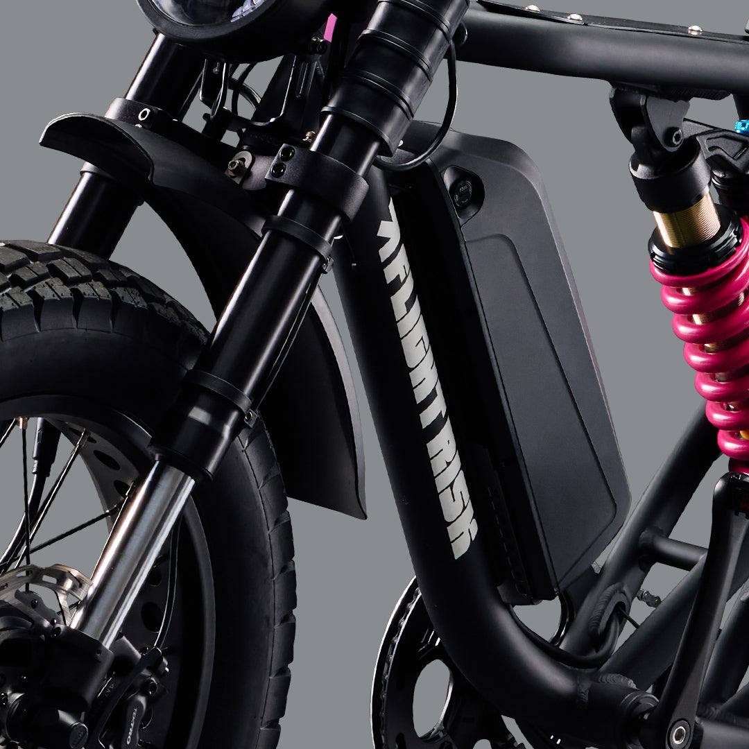 Black dual motor e-bike with gps tracking from Flight Risk with FR777